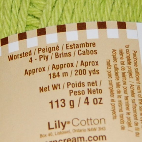 Same Dye Lot of 2, #4 Worsted, Lily Cotton Yarn, Hot Green - Picture 7 of 8